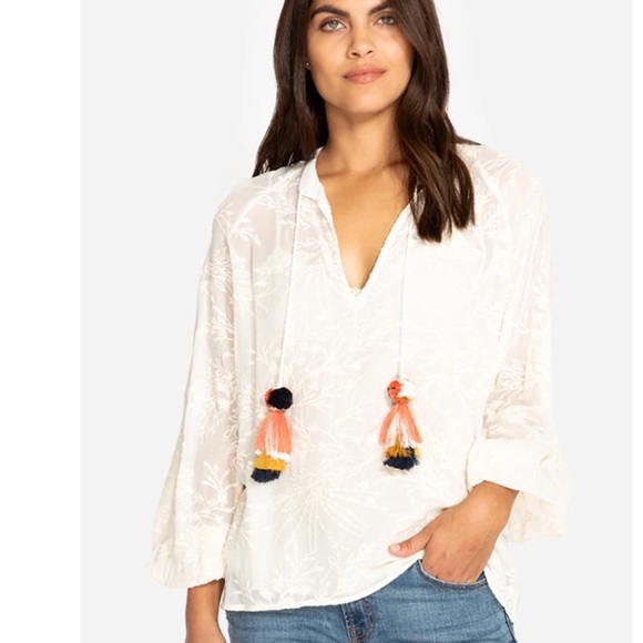 Johnny Was Tops - NWOT Johnny Was Rosanna Embroidered Top in Antique White